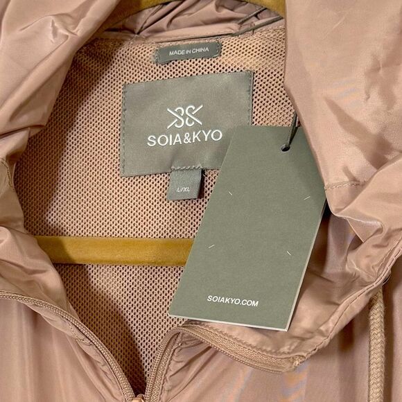 SOIA & KYO Hooded Zip Windbreaker Jacket Oaklynn Mesh Lined Raincoat L/XL NEW - Picture 7 of 10